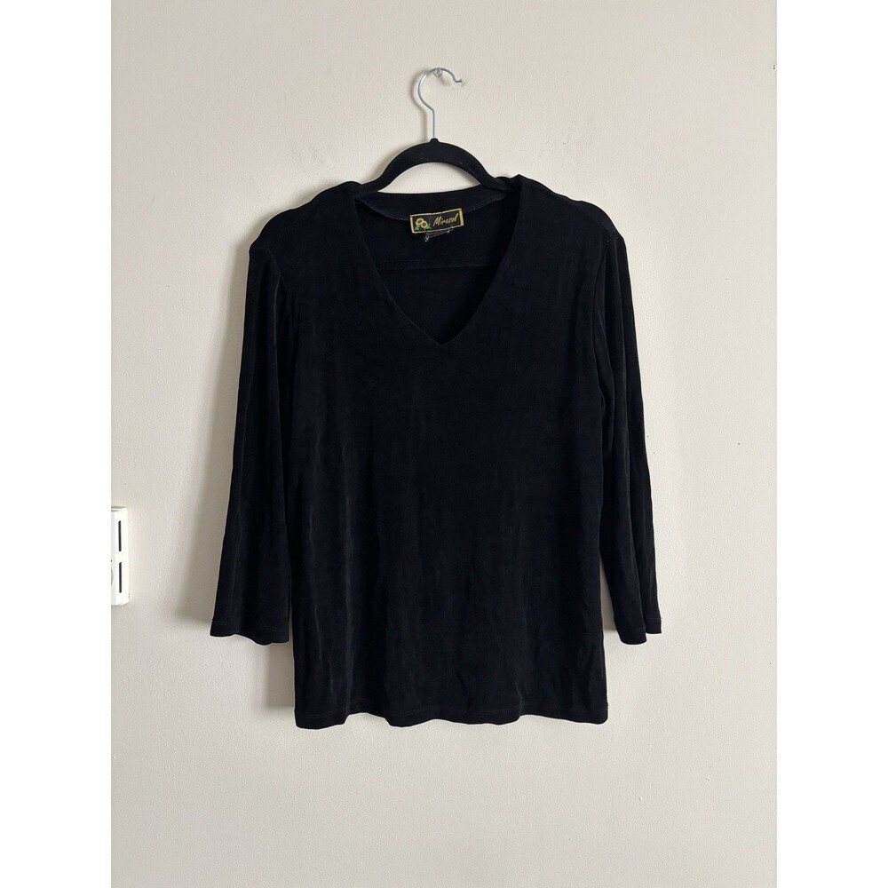 Vintage Marisol 90s‎ Y2K Slinky Knit Top Womens Large Black Boho Goth Whimsy